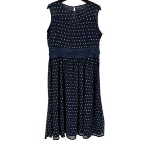 Lindy Bop Navy Blue Polka Dot Midi Dress Plus Size US 5XL Rockabilly Pinup Retro